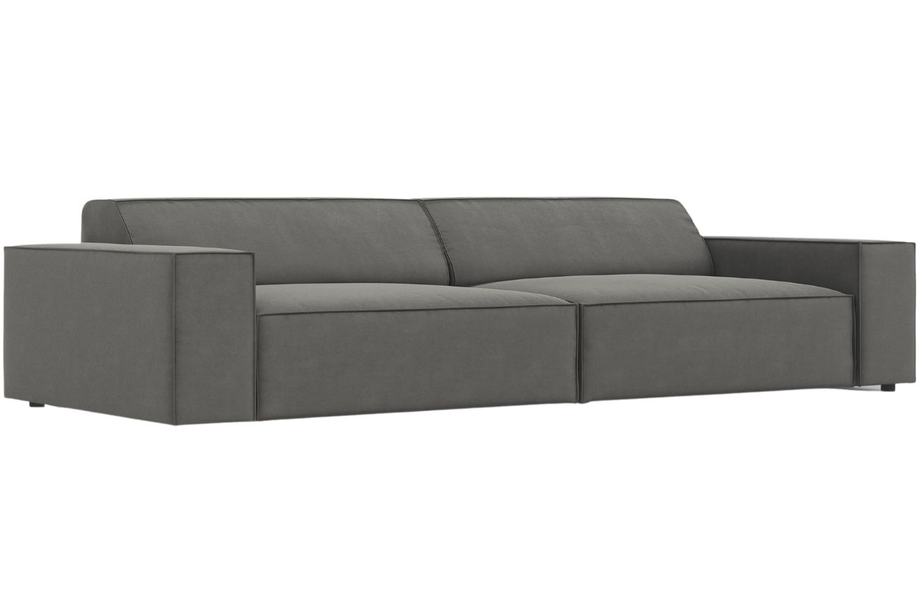 Světle &scaron;ed&aacute; sametov&aacute; trojm&iacute;stn&aacute; pohovka MICADONI Jodie 204 cm