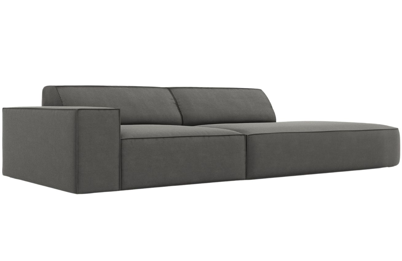 Světle &scaron;ed&aacute; sametov&aacute; pohovka MICADONI Jodie 262 cm, prav&aacute;