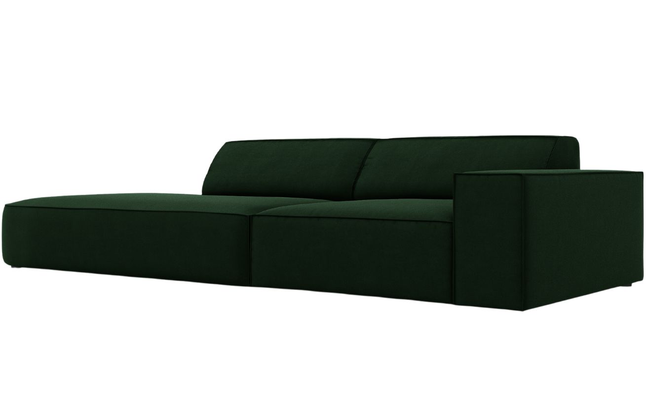 Lahvově zelen&aacute; sametov&aacute; pohovka MICADONI Jodie 262 cm, lev&aacute;