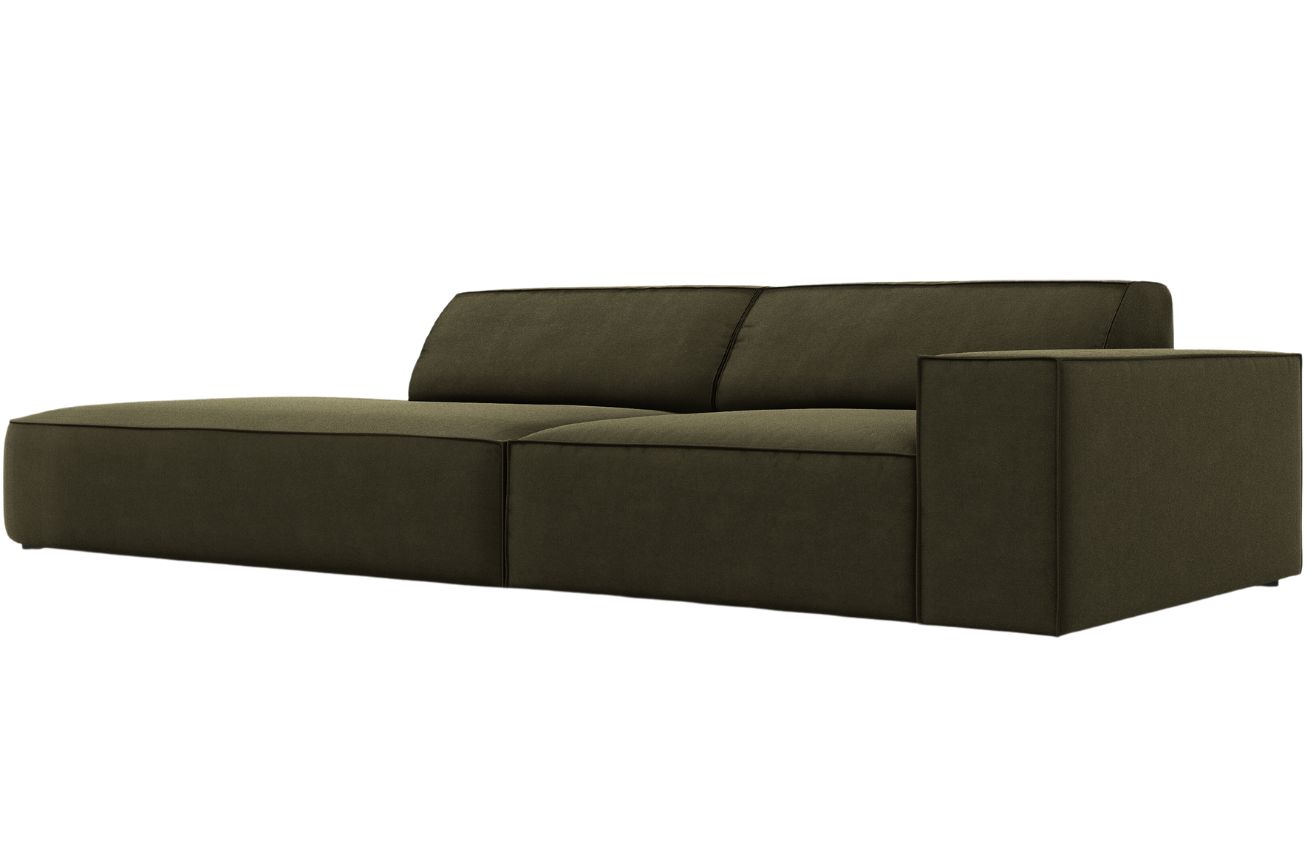 Zelen&aacute; sametov&aacute; pohovka MICADONI Jodie 262 cm, lev&aacute;