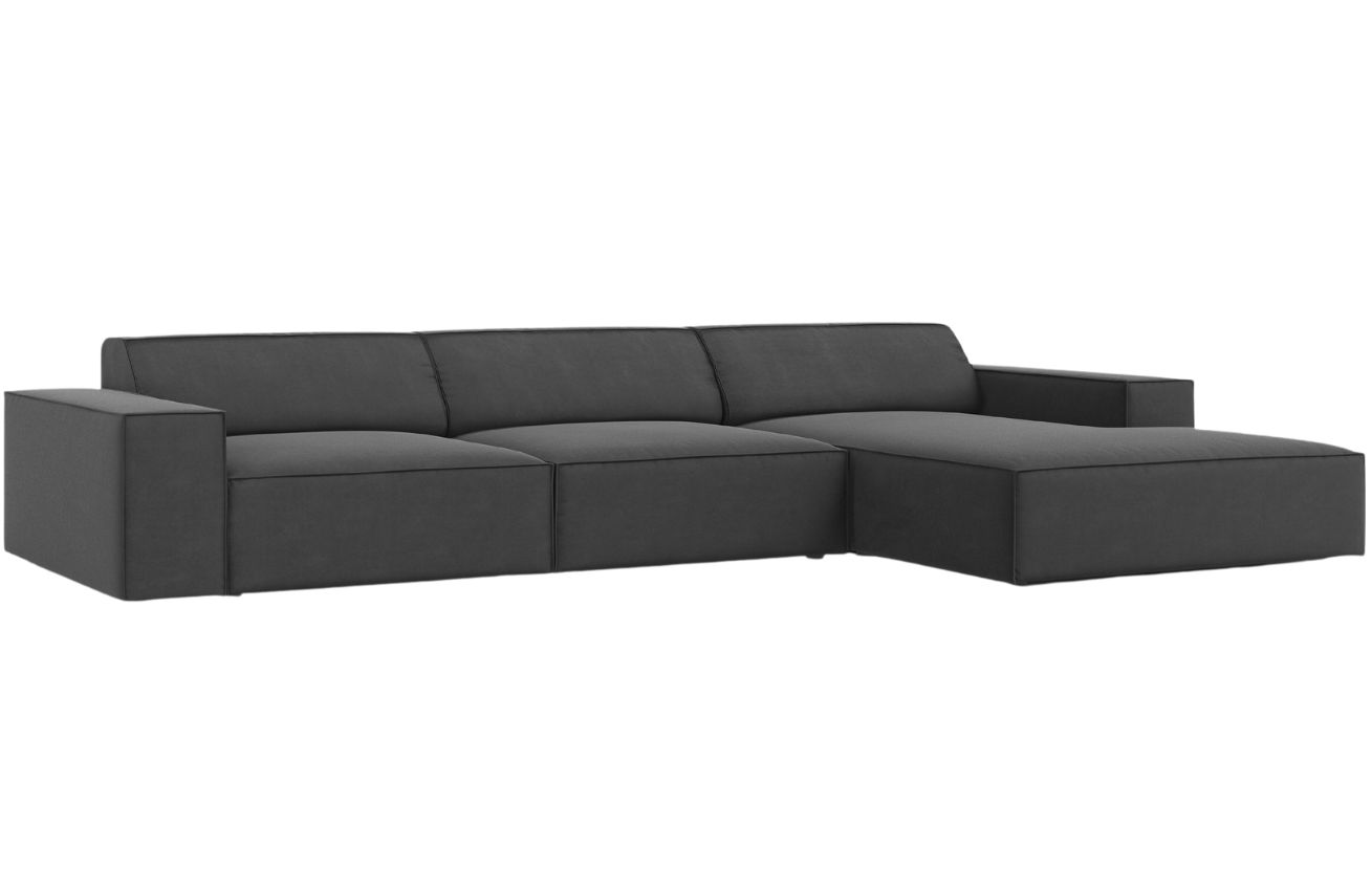 &Scaron;ed&aacute; sametov&aacute; rohov&aacute; pohovka MICADONI Jodie 284 cm, prav&aacute;