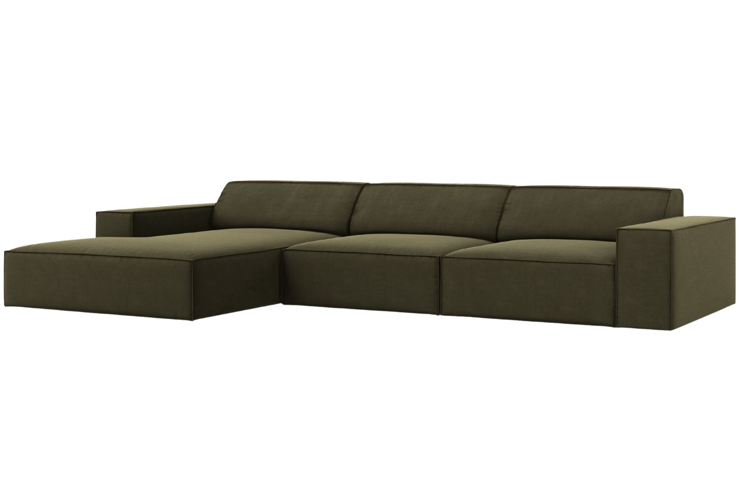 Zelen&aacute; sametov&aacute; rohov&aacute; pohovka MICADONI Jodie 284 cm, lev&aacute;