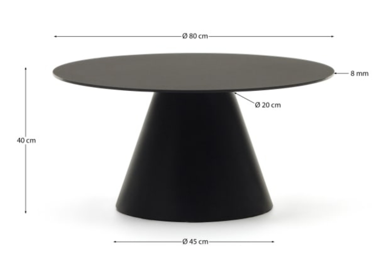 Matně černý skleněný kulatý konferenční stolek Kave Home Wilshire 80 cm