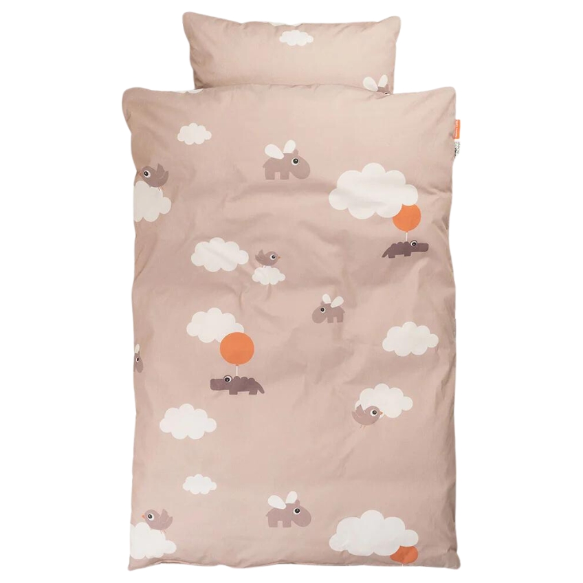 Růžové bavlněné dětské povlečení Done by Deer Happy clouds junior, 100 x 130 cm
