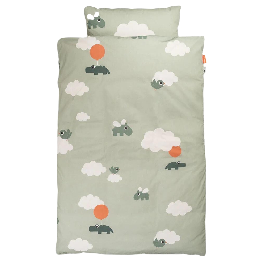 Zelené bavlněné dětské povlečení Done by Deer Happy clouds baby, 70 x 100 cm
