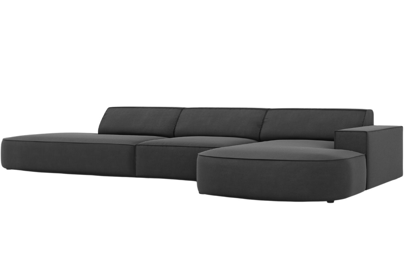 &Scaron;ed&aacute; sametov&aacute; rohov&aacute; pohovka MICADONI Jodie 342 cm, prav&aacute;