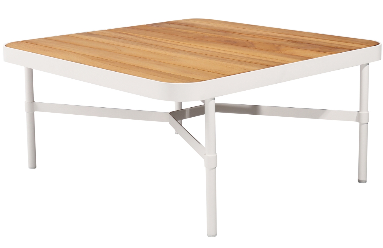 Bílý teakový zahradní konferenční stolek No.100 Mindo 83,5 x 83,5 cm