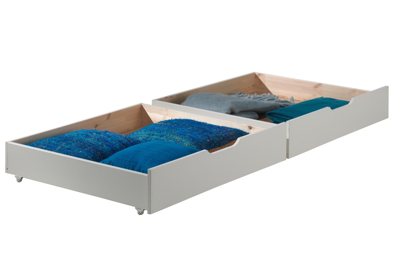 Set dvou bílých borovicových zásuvek k posteli Vipack Pino 97,5 x 88,5 cm