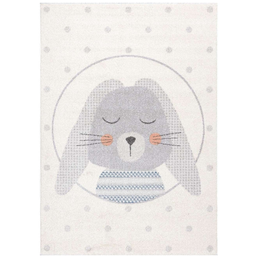 Yellow Tipi B&iacute;l&yacute; dětsk&yacute; koberec Gray Hare 160 x 230 cm