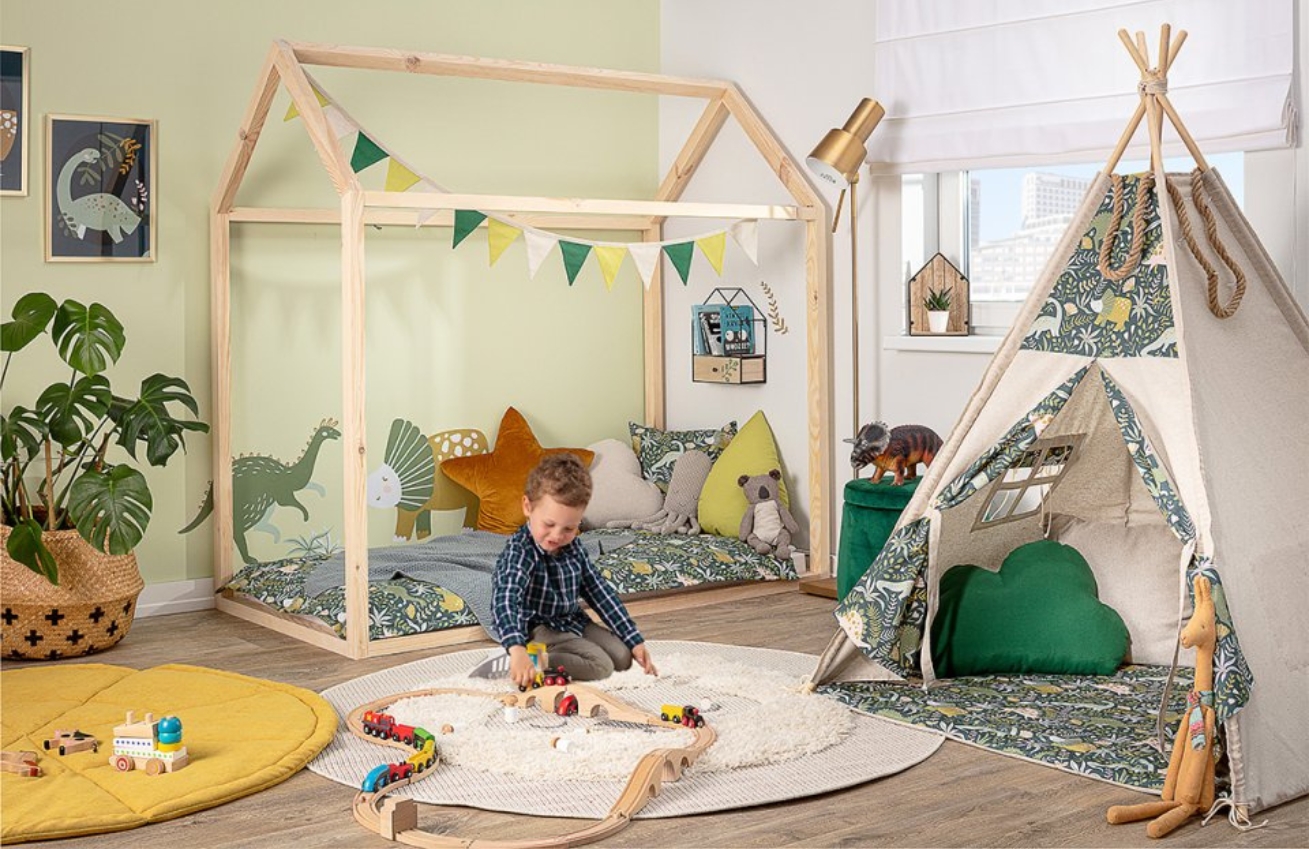 Béžový dětský  koberec Sleepy Lion Ø 150 cm