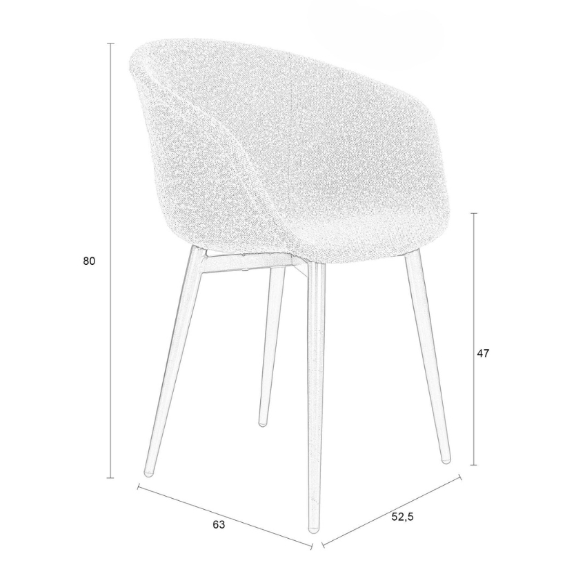 White Label Světle šedá čalouněná jídelní židle WLL CHARLY