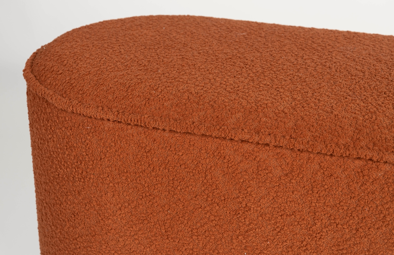 White Label Oranžová bouclé lavice WLL MARCOS 93 cm