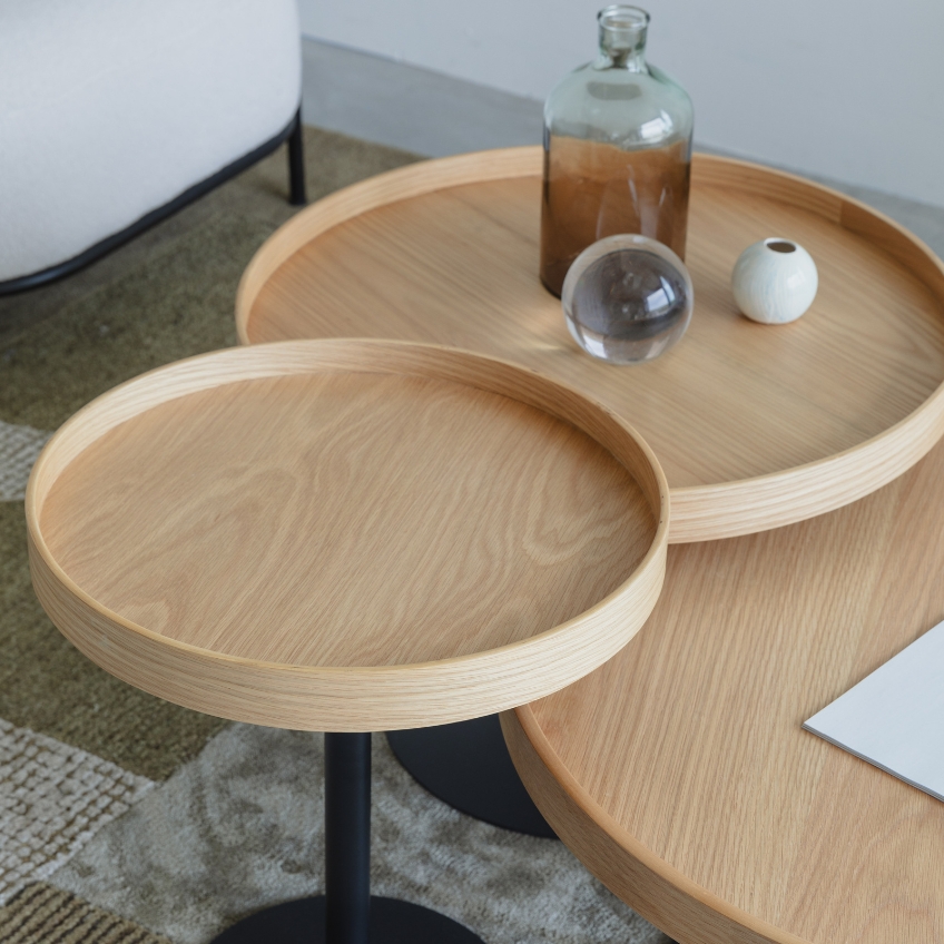 White Label Dubový odkládací stolek WLL YURI 40 cm