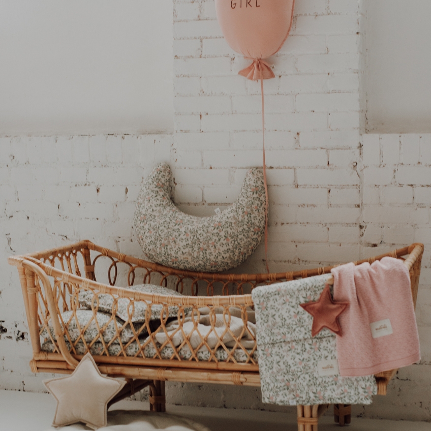 Malomi Kids Růžový bavlněný kojicí polštář Blush Daisies 62 cm