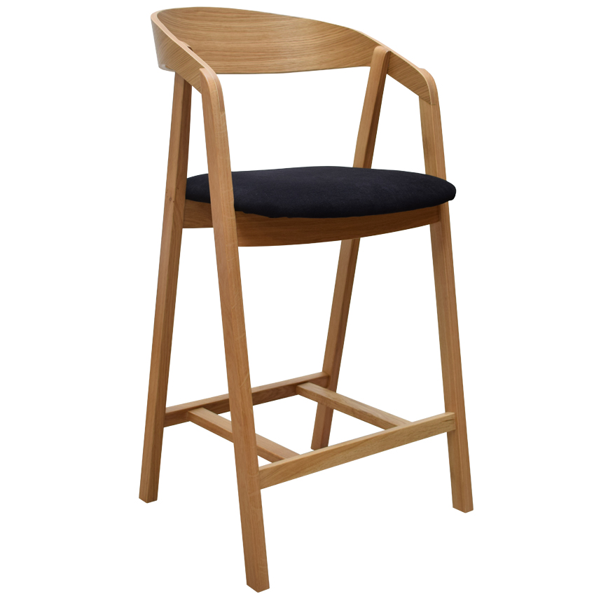 FormWood Dubová barová židle Henry 63,5 cm s černým sedákem