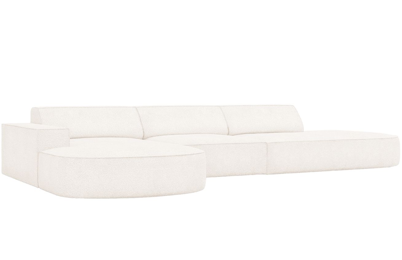 Béžová bouclé čtyřmístná rohová pohovka MICADONI Jodie 342 cm, levá