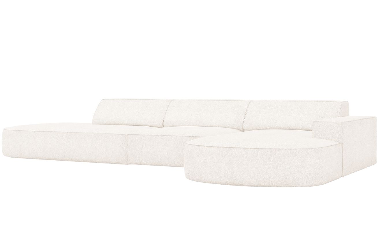 Béžová bouclé čtyřmístná rohová pohovka MICADONI Jodie 342 cm, pravá