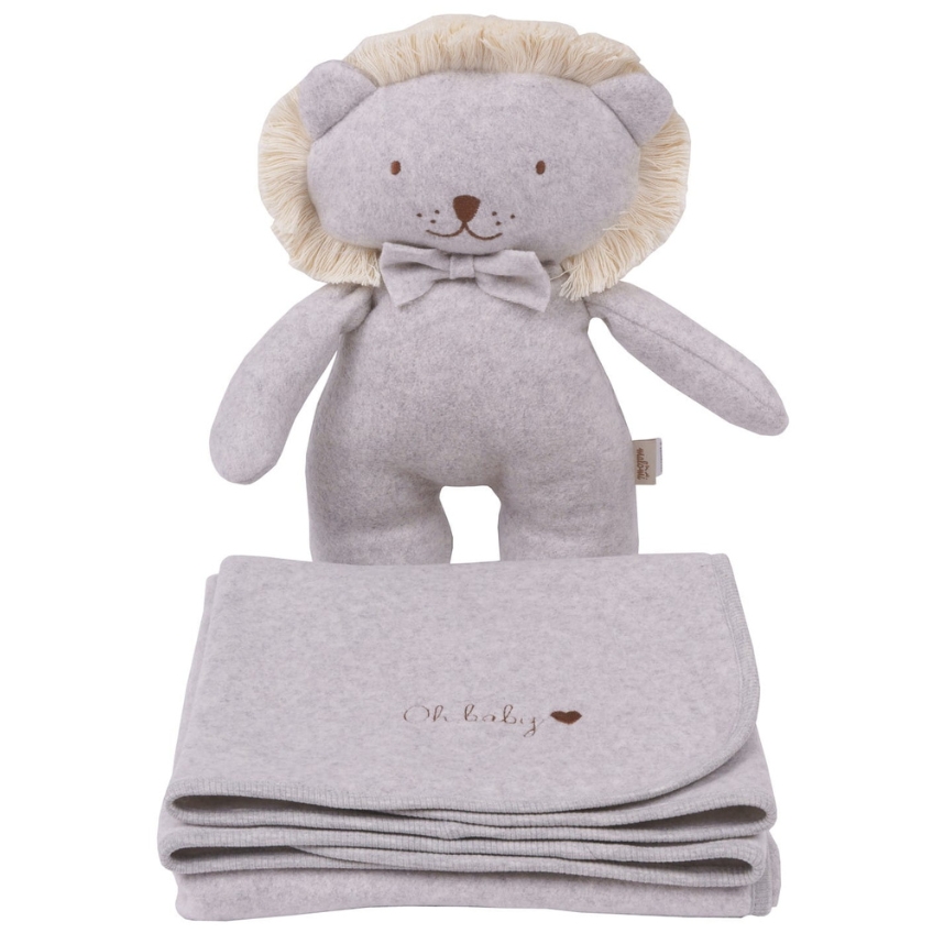 Malomi Kids Šedá plyšová hračka hračka Lion 32 cm