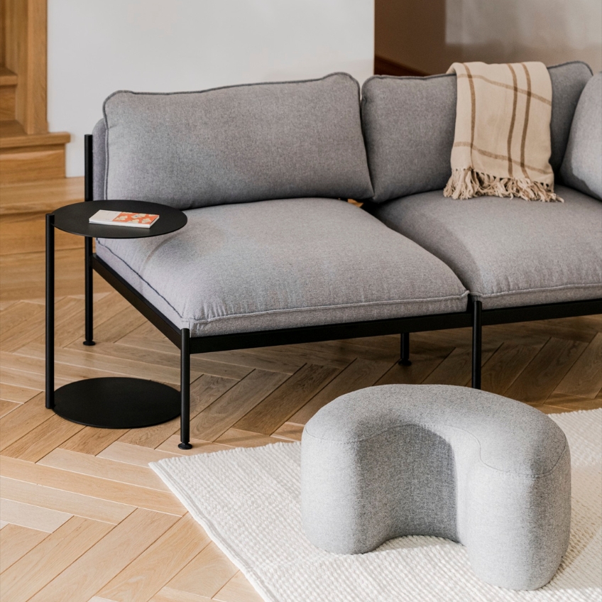 noo.ma Šedý čalouněný puf Ü 60 x 50 cm