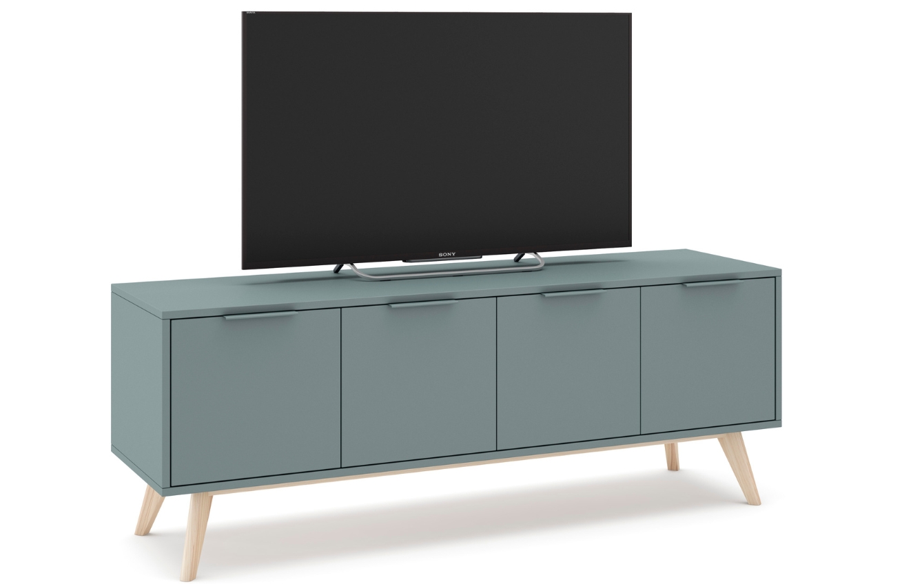 Zelený lakovaný TV stolek Marckeric Pisco II. 140 x 40 cm