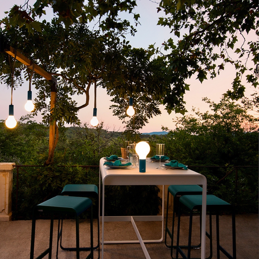 Modrá hliníková zahradní barová židle Fermob Bellevie 75 cm