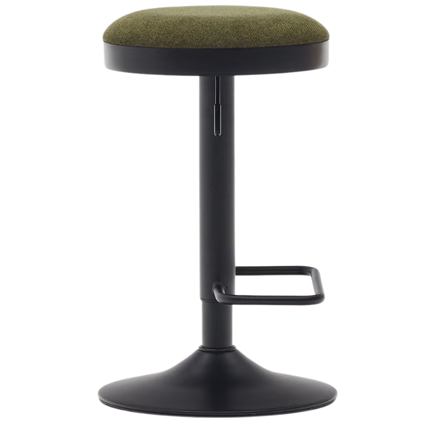 Tmavě zelená čalouněná barová židle Kave Home Zaib 58-80 cm