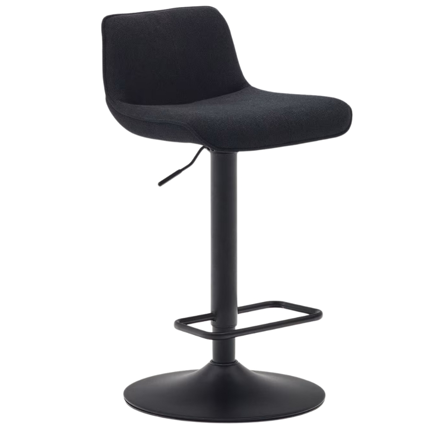 Čern&aacute; čalouněn&aacute; barov&aacute; židle Kave Home Zenda 64-86 cm