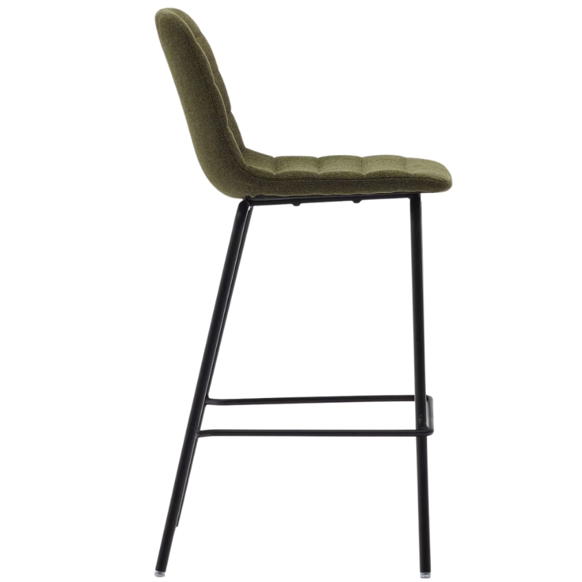 Tmavě zelená čalouněná barová židle Kave Home Zunilda 65 cm