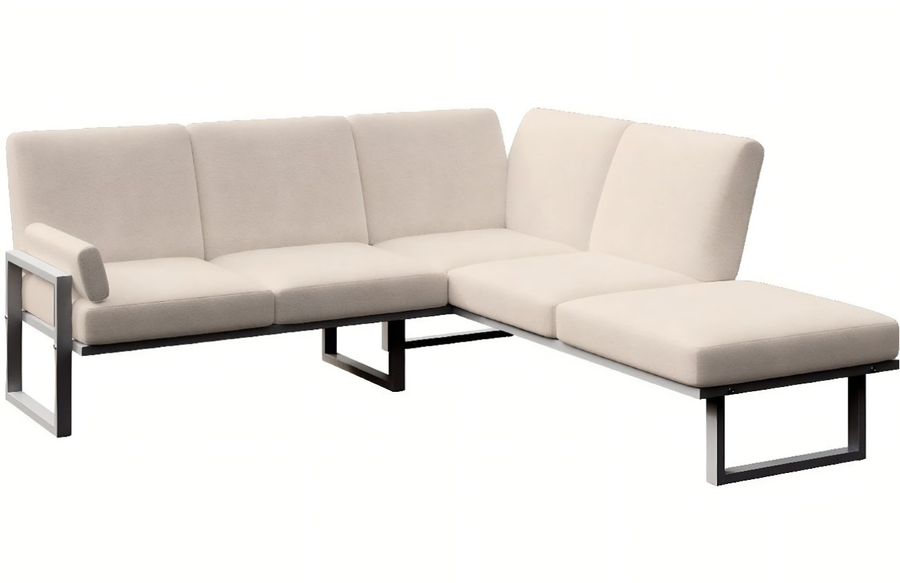 B&eacute;žov&aacute; rohov&aacute; zahradn&iacute; pohovka MESONICA Soledo s antracitovou podnož&iacute; 216 cm, lev&aacute;/prav&aacute;