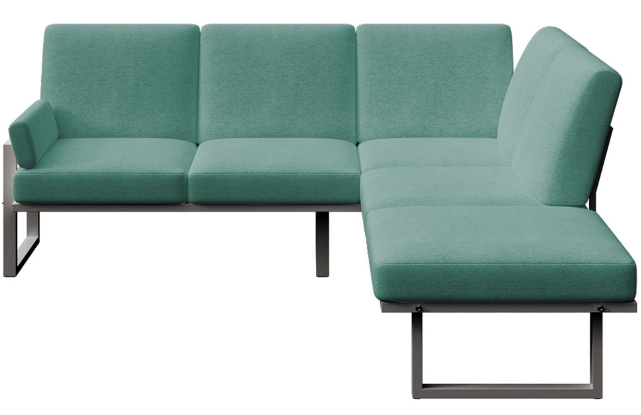 Tmavě zelená rohová zahradní pohovka MESONICA Soledo s antracitovou podnoží 216 cm, levá/pravá