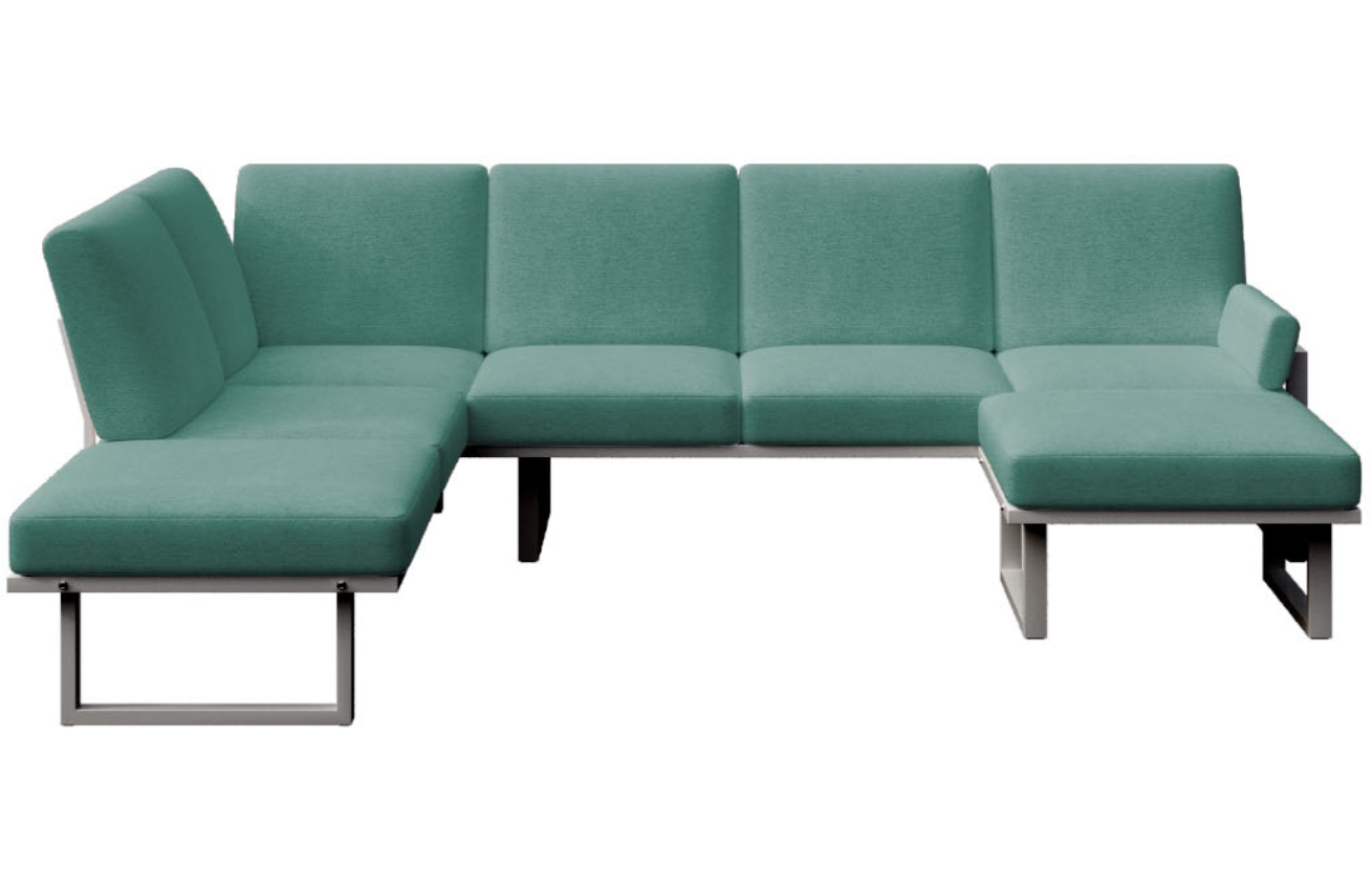 Tmavě zelená zahradní pohovka do "U" MESONICA Soledo s antracitovou podnoží 281 cm