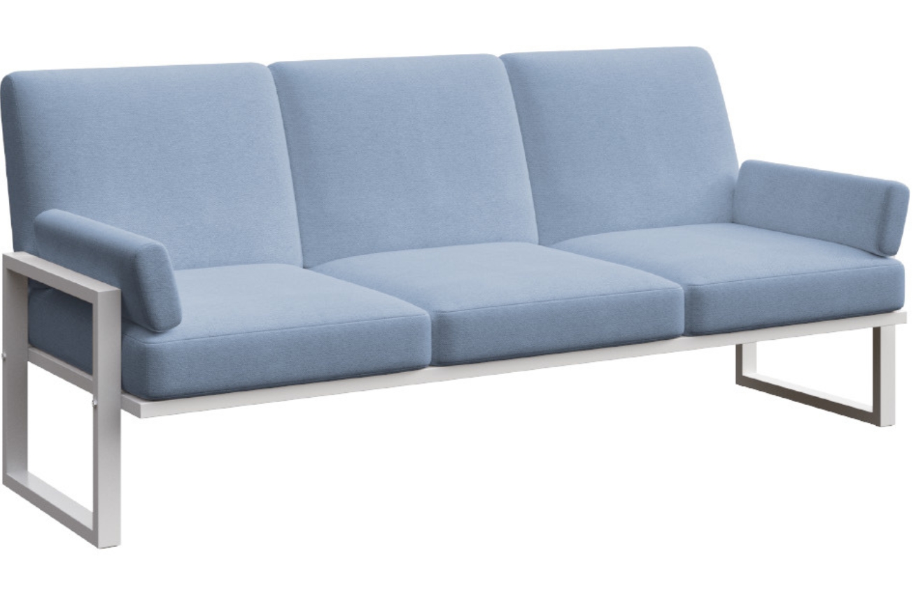 Modr&aacute; tř&iacute;m&iacute;stn&aacute; zahradn&iacute; pohovka MESONICA Soledo s b&iacute;lou podnož&iacute; 205 cm