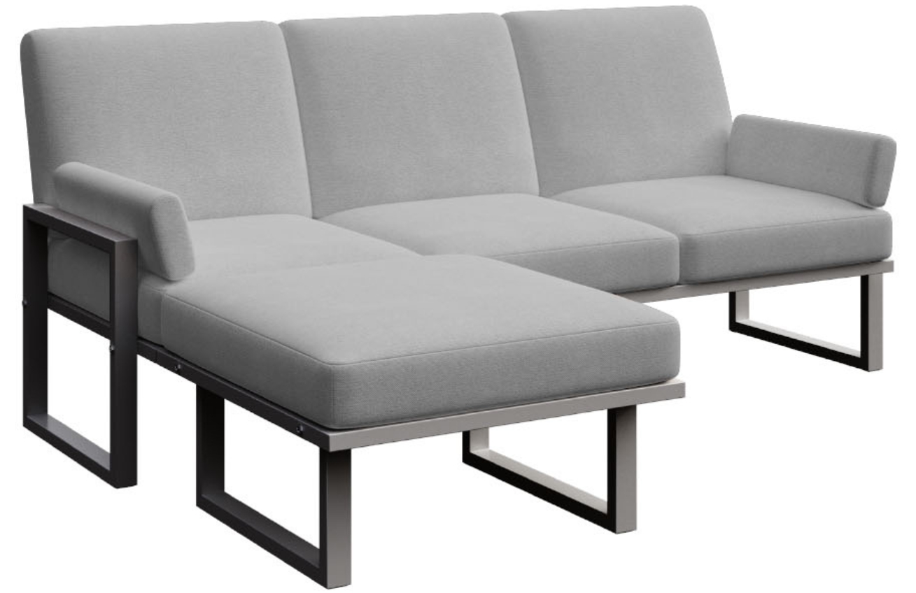 &Scaron;ed&aacute; rohov&aacute; zahradn&iacute; pohovka MESONICA Soledo s antracitovou podnož&iacute; 205 cm, lev&aacute;/prav&aacute;