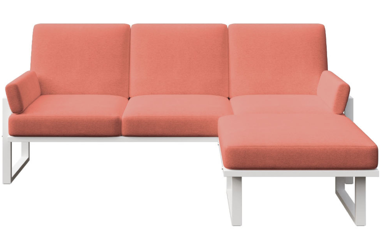 Červená rohová zahradní pohovka MESONICA Soledo s bílou podnoží 205 cm, levá/pravá