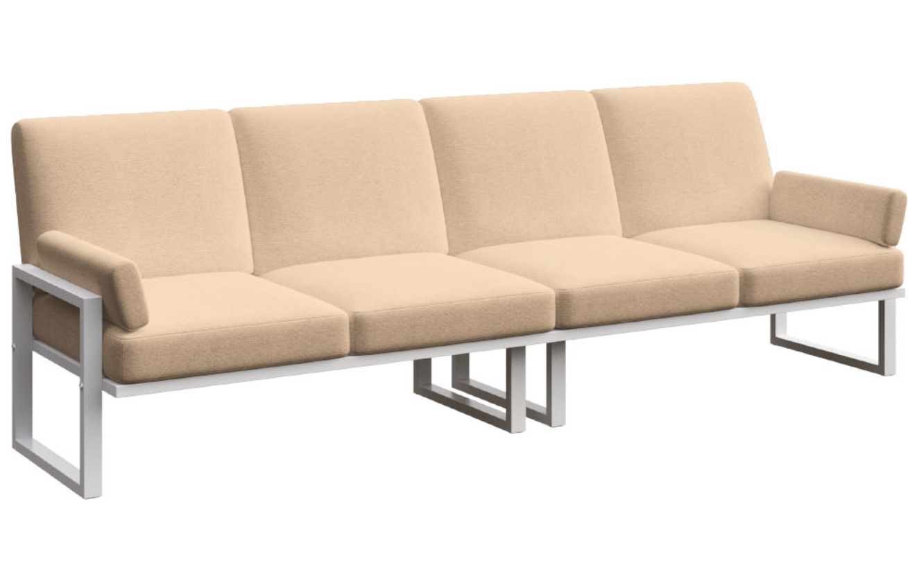 Světle hněd&aacute; čtyřm&iacute;stn&aacute; zahradn&iacute; pohovka MESONICA Soledo s b&iacute;lou podnož&iacute; 270 cm