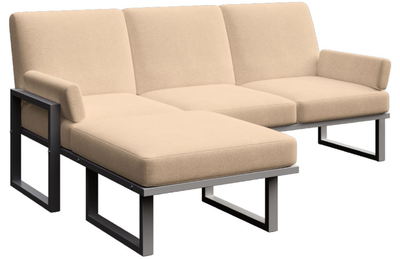 Světle hněd&aacute; rohov&aacute; zahradn&iacute; pohovka MESONICA Soledo s antracitovou podnož&iacute; 205 cm, lev&aacute;/prav&aacute;