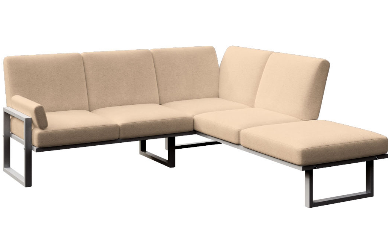 Světle hnědá rohová zahradní pohovka MESONICA Soledo s antracitovou podnoží 216 cm, levá/pravá