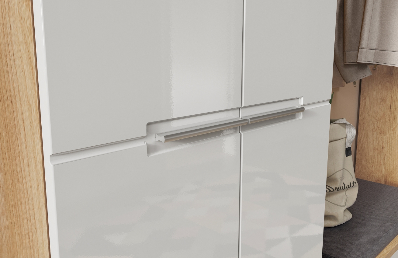 Bílá lesklá šatní skříň GEMA Adeil 198 x 60 cm