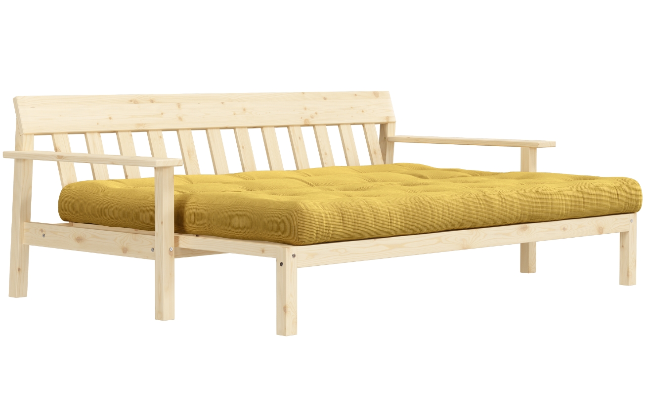 Žlutá manšestrová trojmístná rozkládací pohovka Karup Design Unwind 218 cm