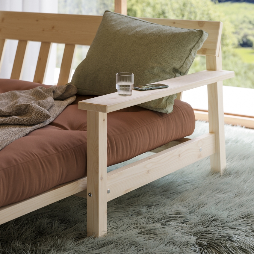Hnědá manšestrová trojmístná rozkládací pohovka Karup Design Unwind 218 cm