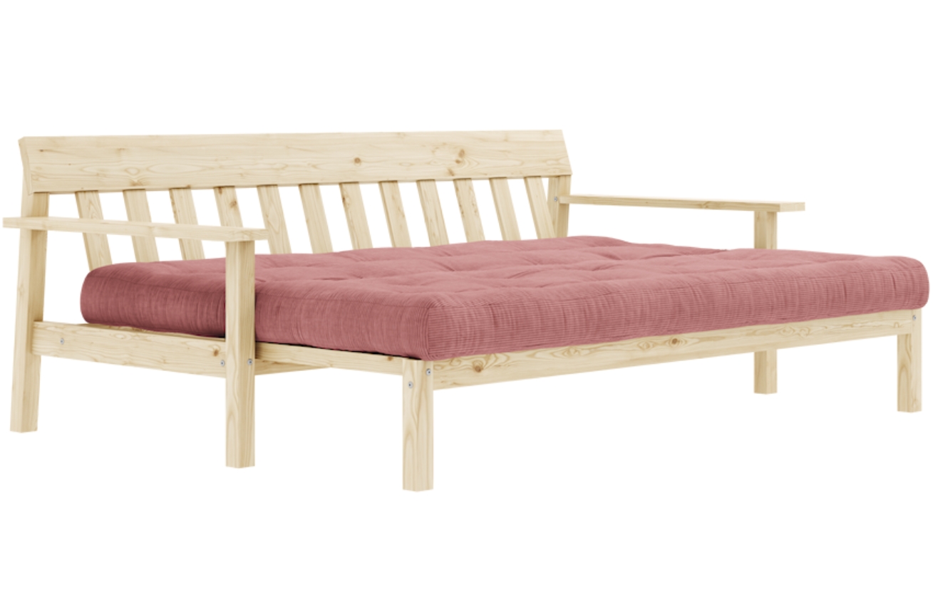 Růžová manšestrová trojmístná rozkládací pohovka Karup Design Unwind 218 cm