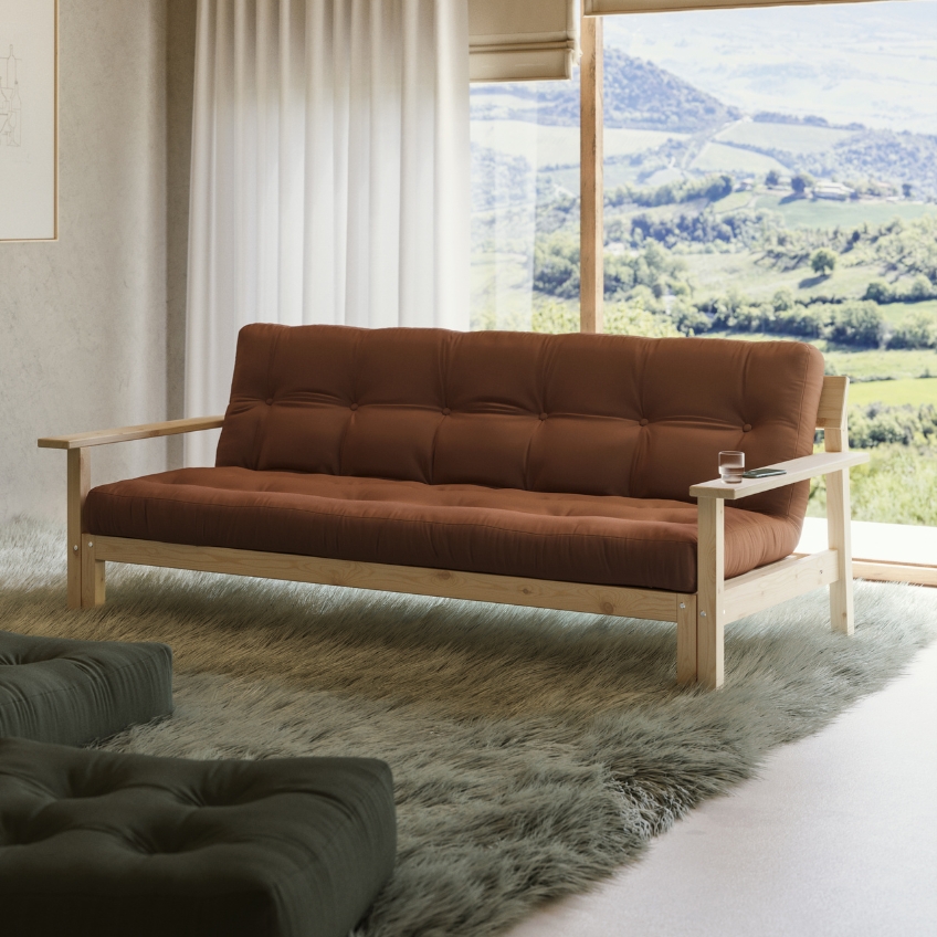 Tmavě modrá manšestrová trojmístná rozkládací pohovka Karup Design Unwind 218 cm