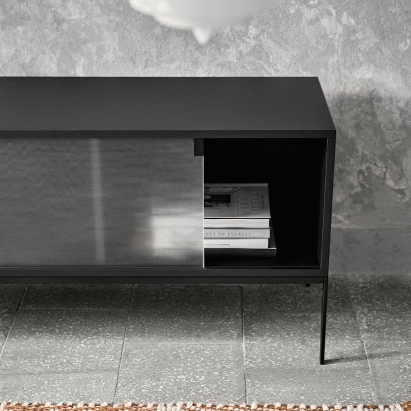 noo.ma Černý TV stolek Met 160 x 42 cm