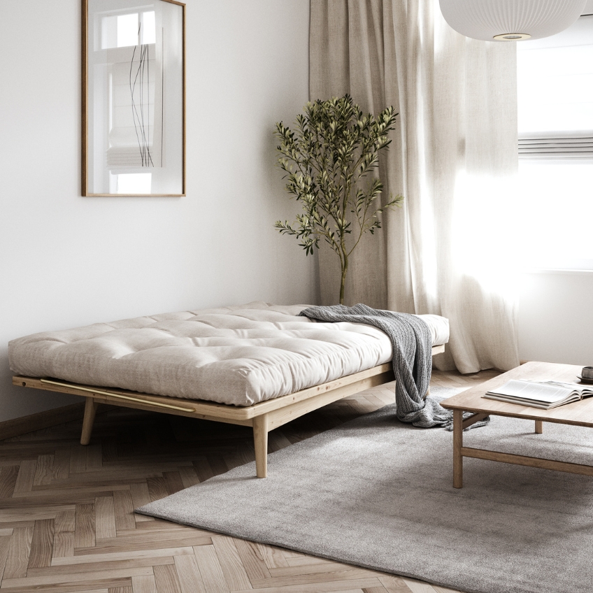 Žlutá manšestrová trojmístná rozkládací pohovka Karup Design Folk 190 cm