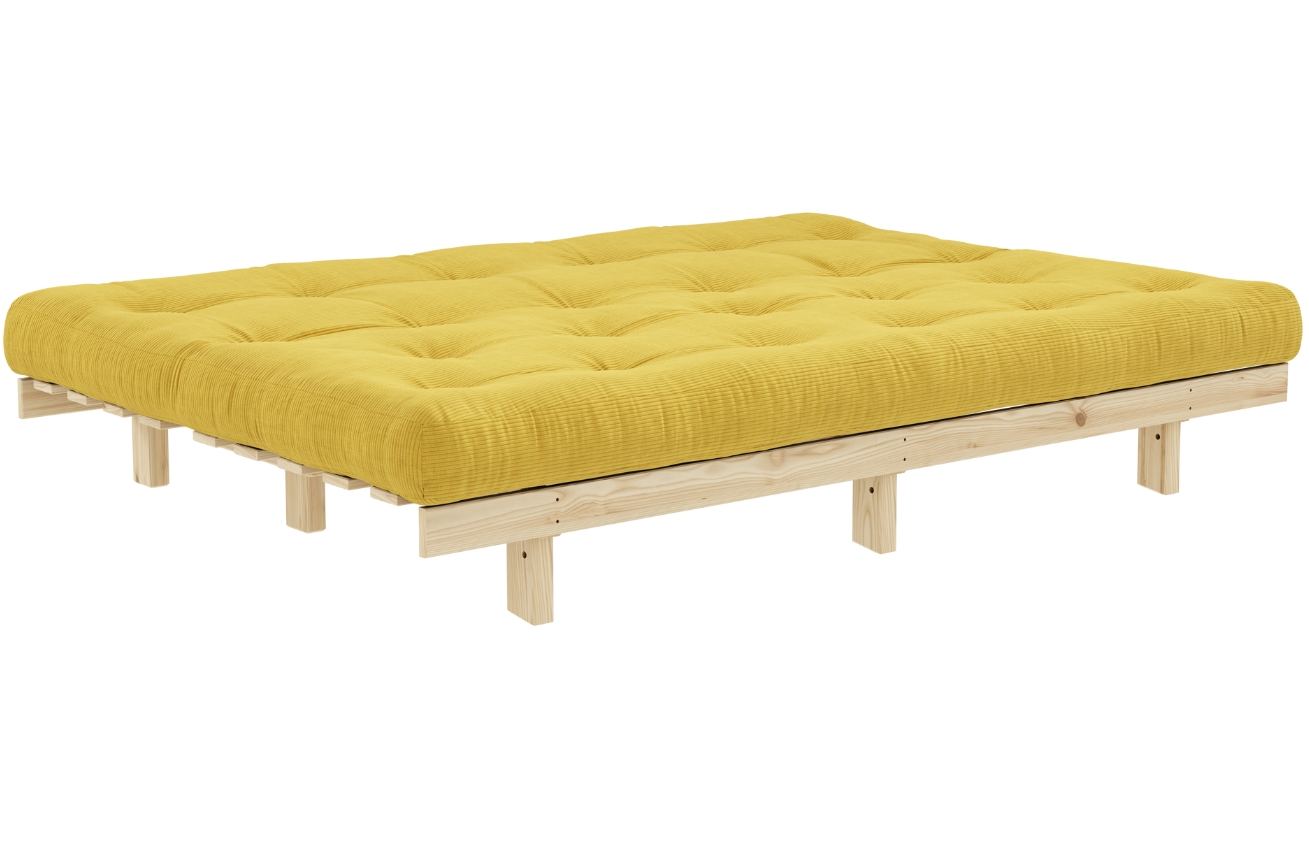 Žlutá manšestrová trojmístná rozkládací pohovka Karup Design Lean 190 cm