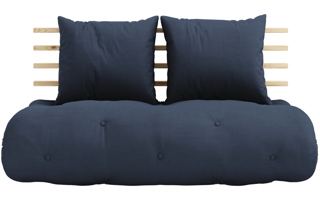 Tmavě modrá dvoumístná rozkládací pohovka Karup Design Shin Sano 140 cm