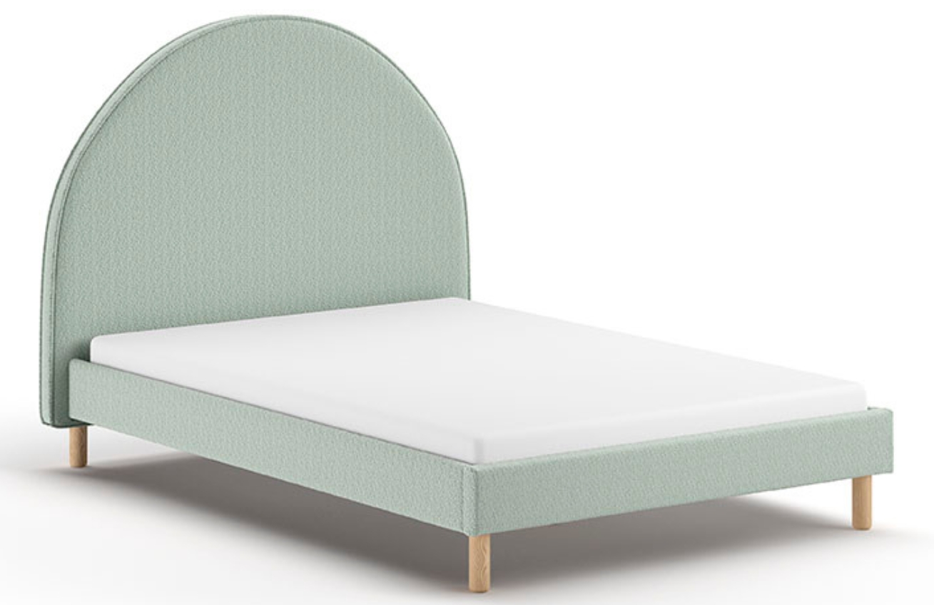 Zelená bouclé postel Vipack Moon 140 x 200 cm