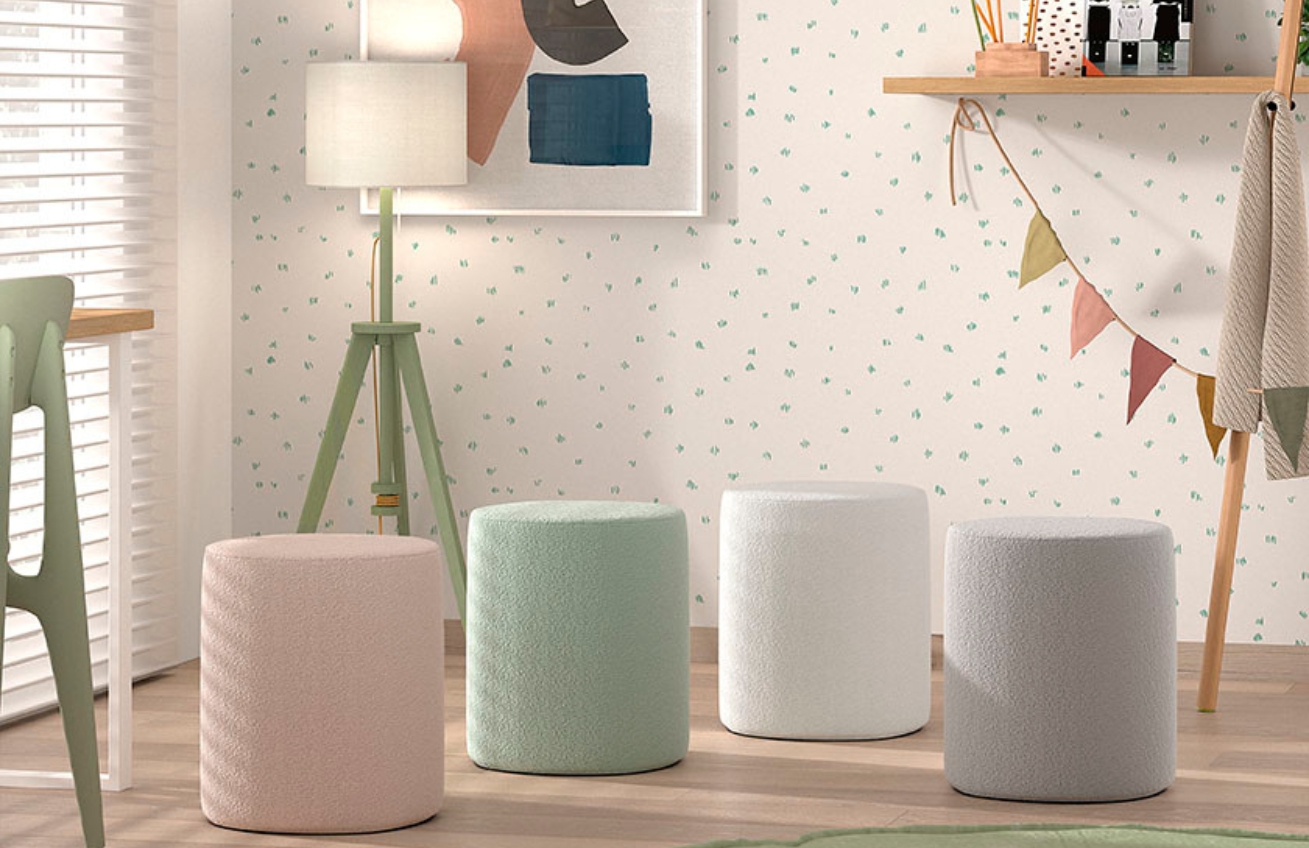 Růžová bouclé stolička Vipack Moon 41,5 cm