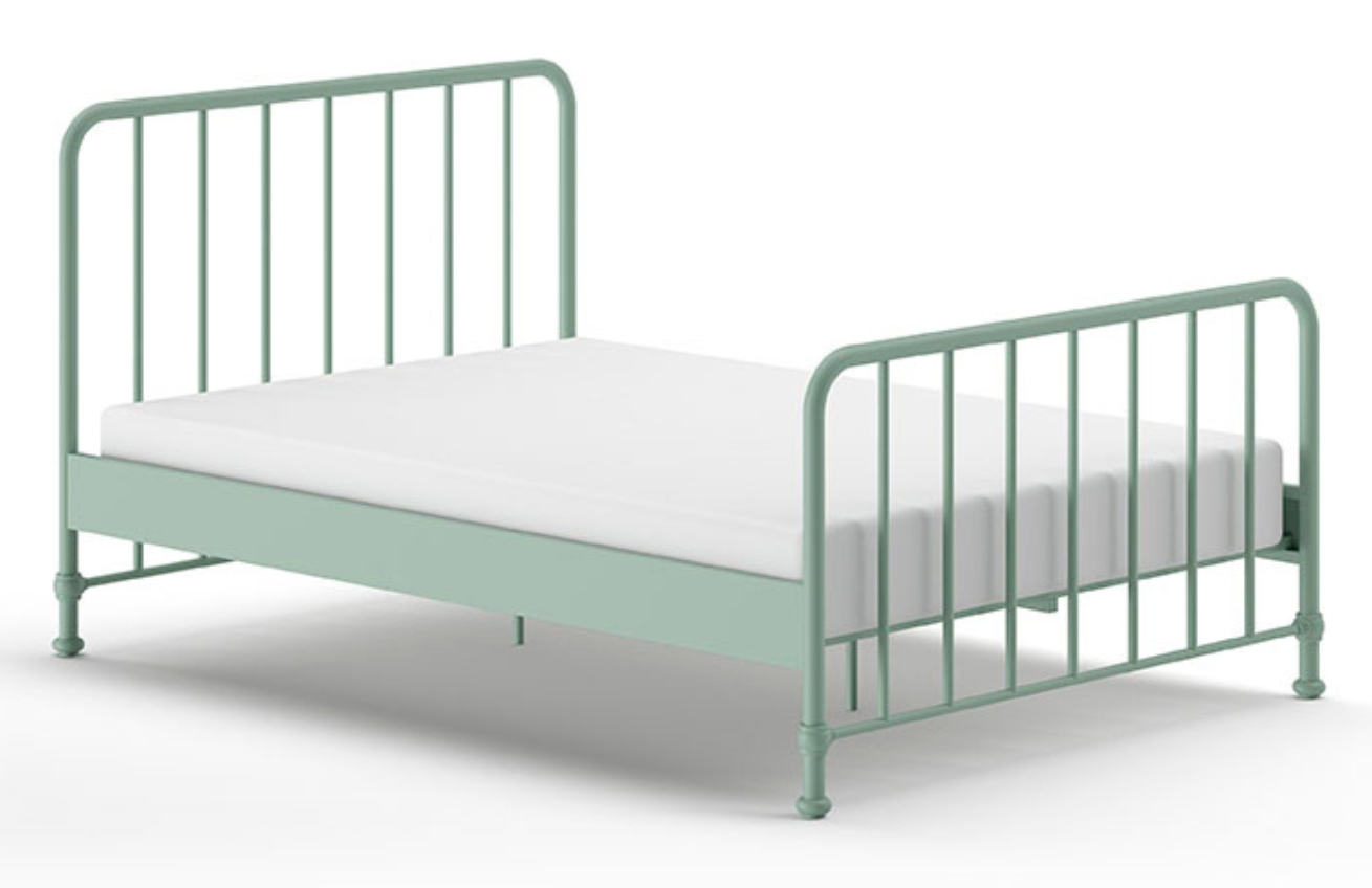 Olivově zelená kovová postel Vipack Bronxx 140 x 200 cm