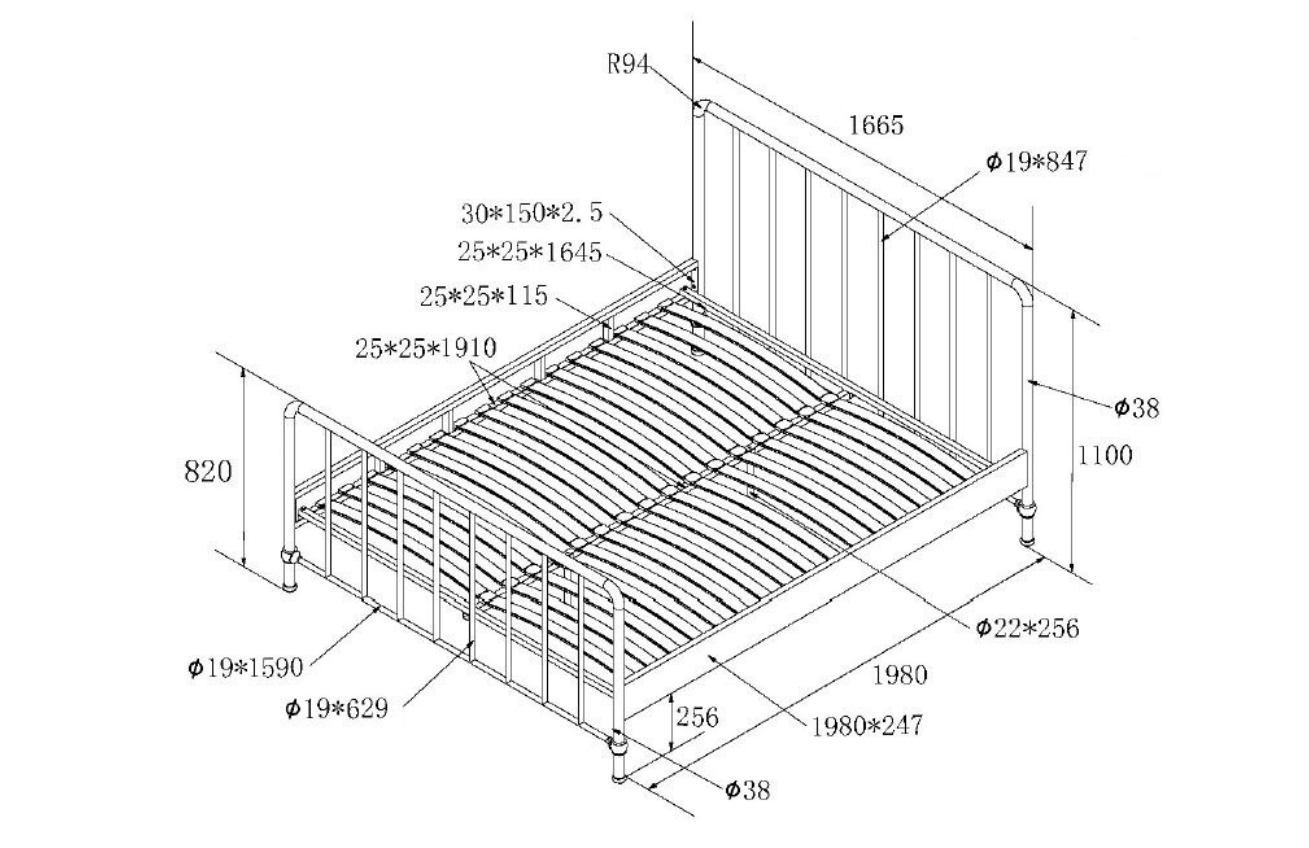Tmavě modrá kovová postel Vipack Bronxx 160 x 200 cm